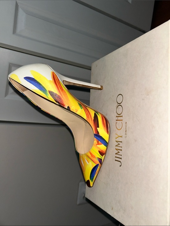 Jimmy Choo Shoes - Jimmy Choo White Multicolor Floral Pointed-Toe Stiletto Pumps